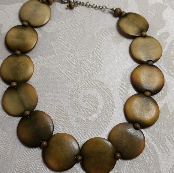 VINTAGE TAGUA NUT DISC NECKLACE NATURAL VEGETABLE IVORY BOHO ARTISAN - Picture 8 of 8
